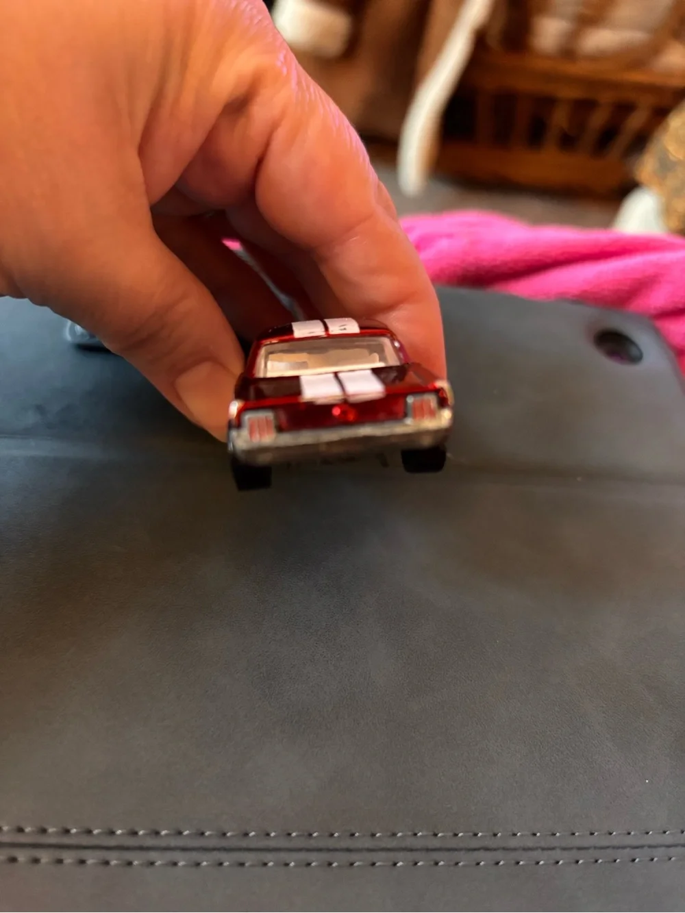Red RARE Die-Cast Mattel Hot Wheels red mustang with White Racing Stripes 1983